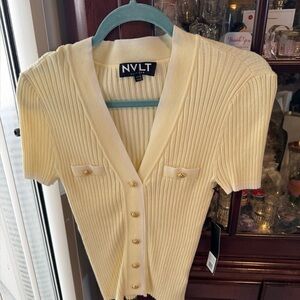 NVLT Yellow Ribbed Knit Cardigan/top